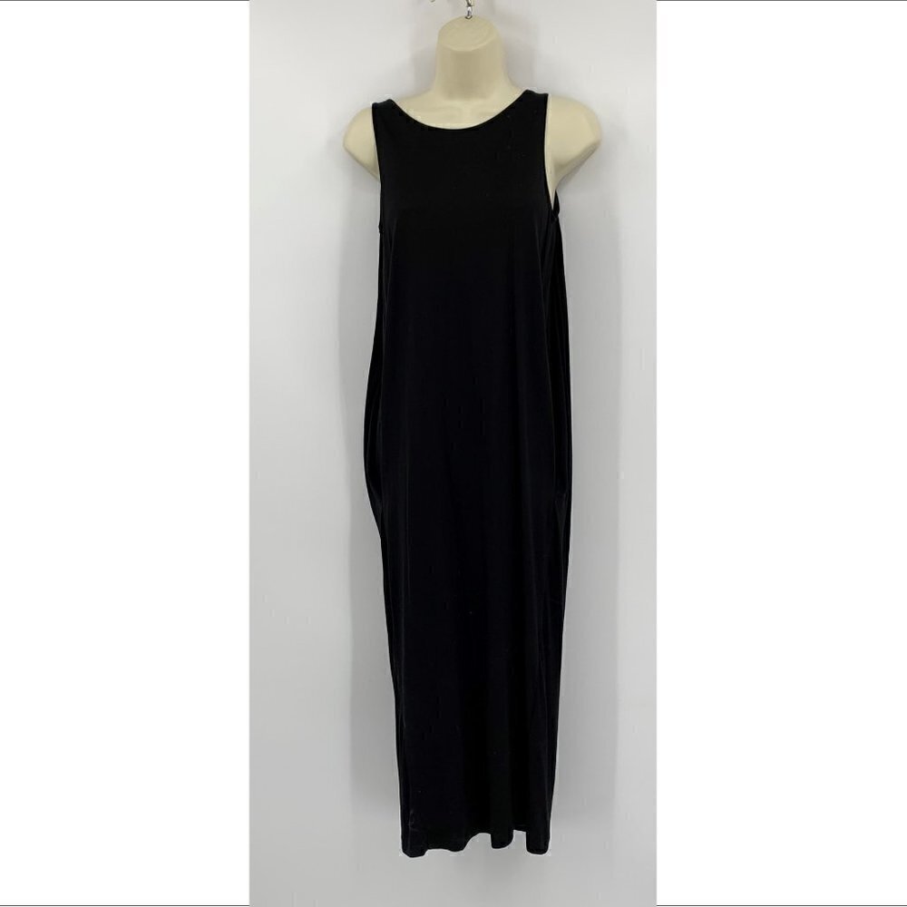 COS black knit midi length tank dress sleeveless drape classic X-Small XS